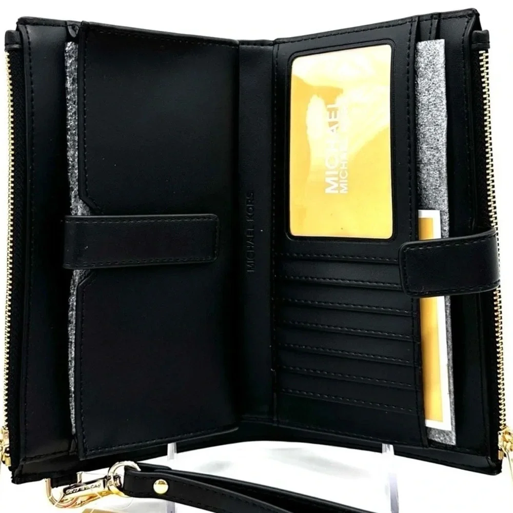 Michael Kors Large Double Zip Wallet Wristlet Black Multi